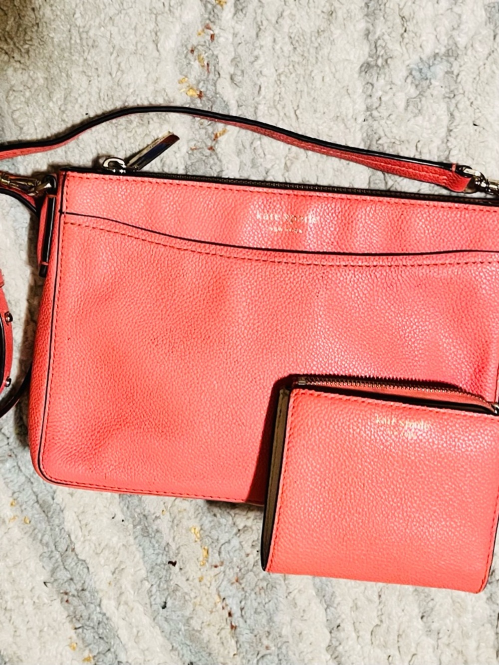kate spade Coral Pebbled Leather Crossbody with Wallet
